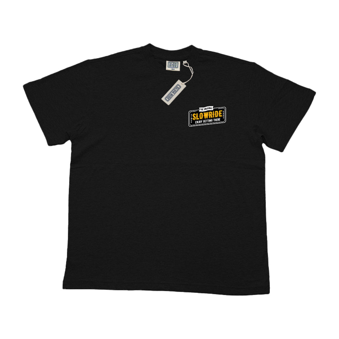License Plate Heavyweight Tee (Black) - Slow Ride