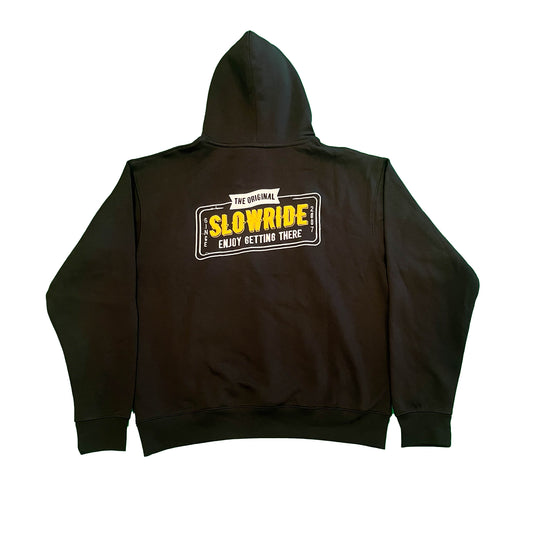Plate Embroidered Hoodie (Black) - Slow Ride