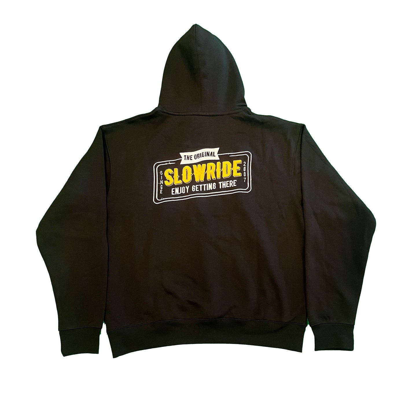 Plate Embroidered Hoodie (Black) - Slow Ride