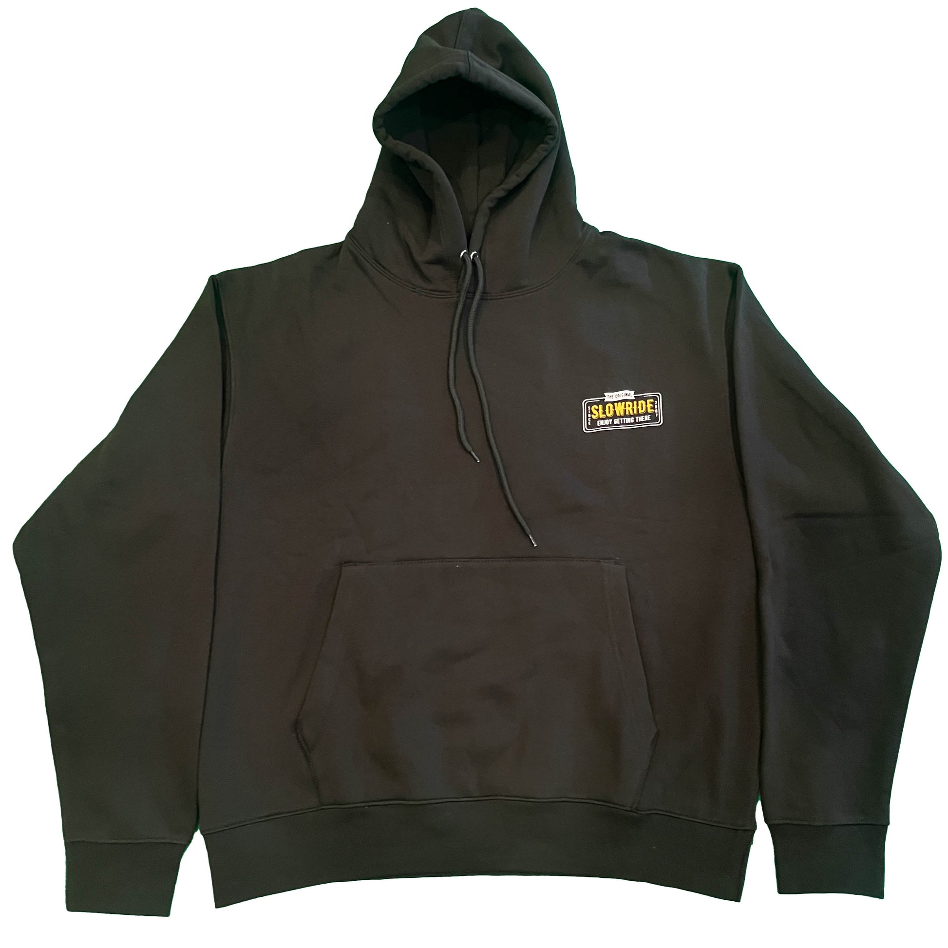 Plate Embroidered Hoodie (Black) - Slow Ride