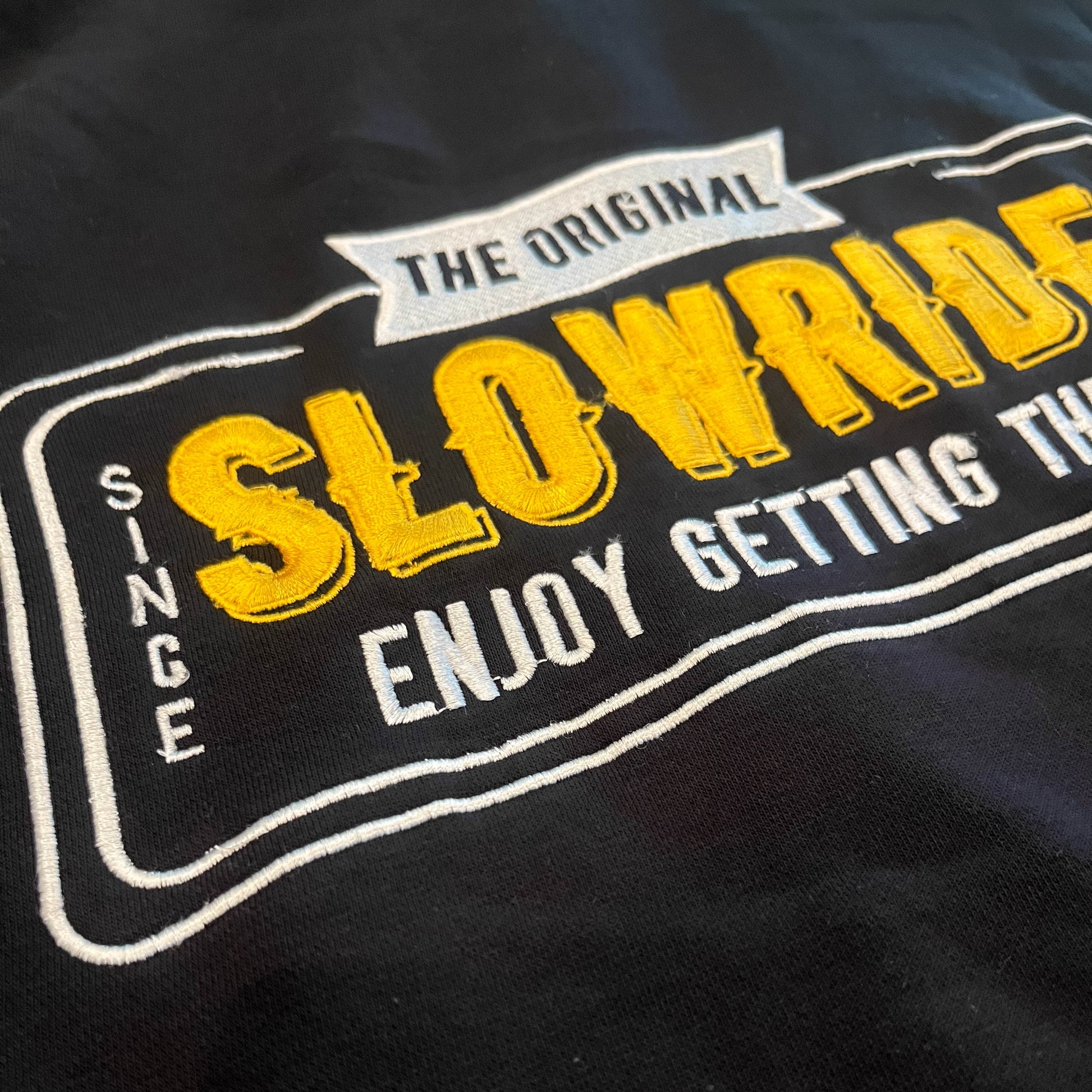 Plate Embroidered Hoodie (Black) - Slow Ride