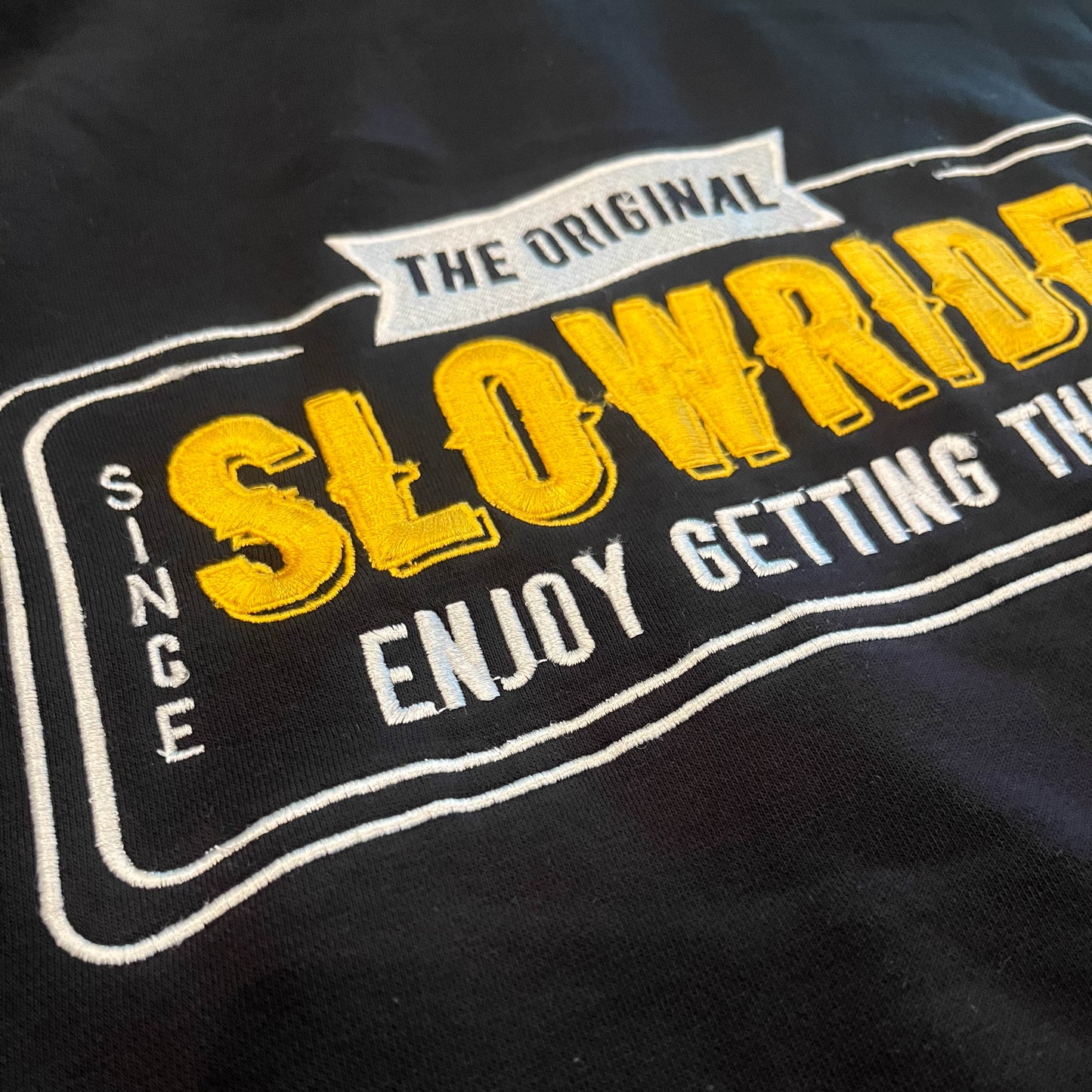 Plate Embroidered Hoodie (Black) - Slow Ride