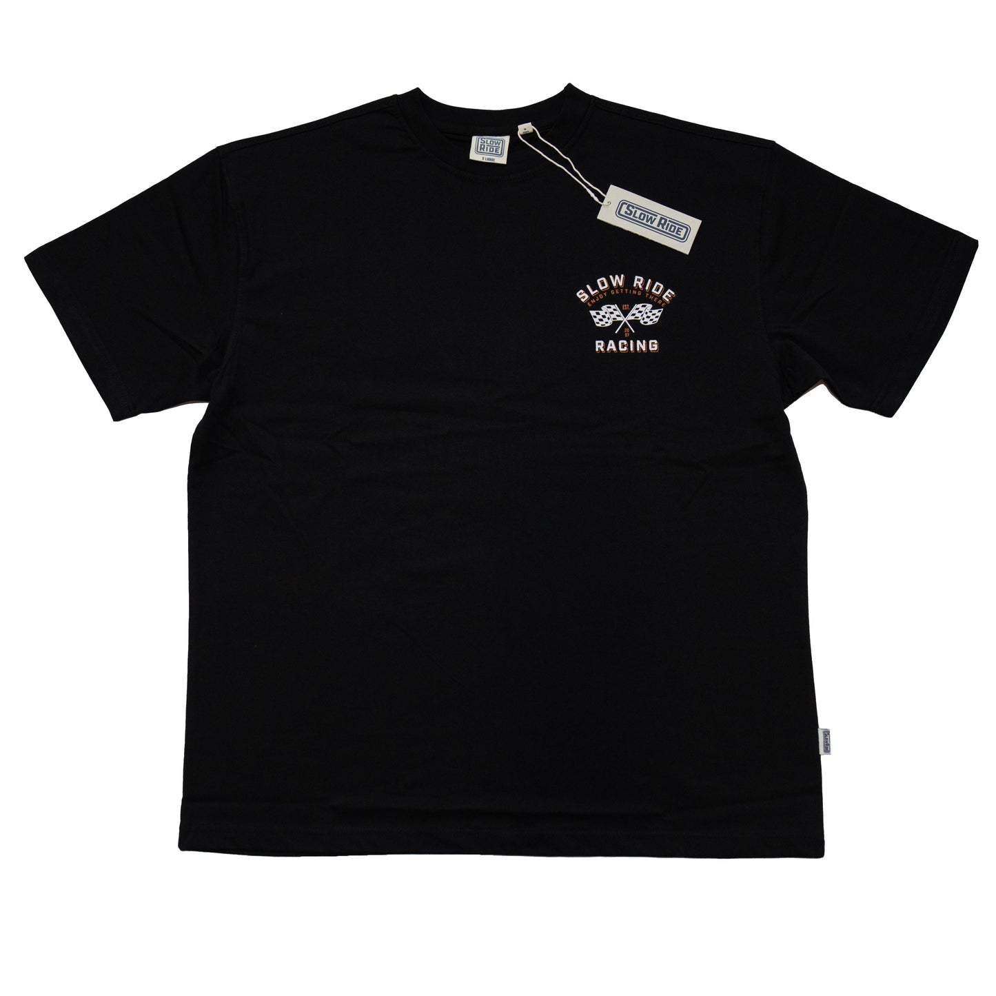 Race Flag Heavyweight Tee (Black) - Slow Ride