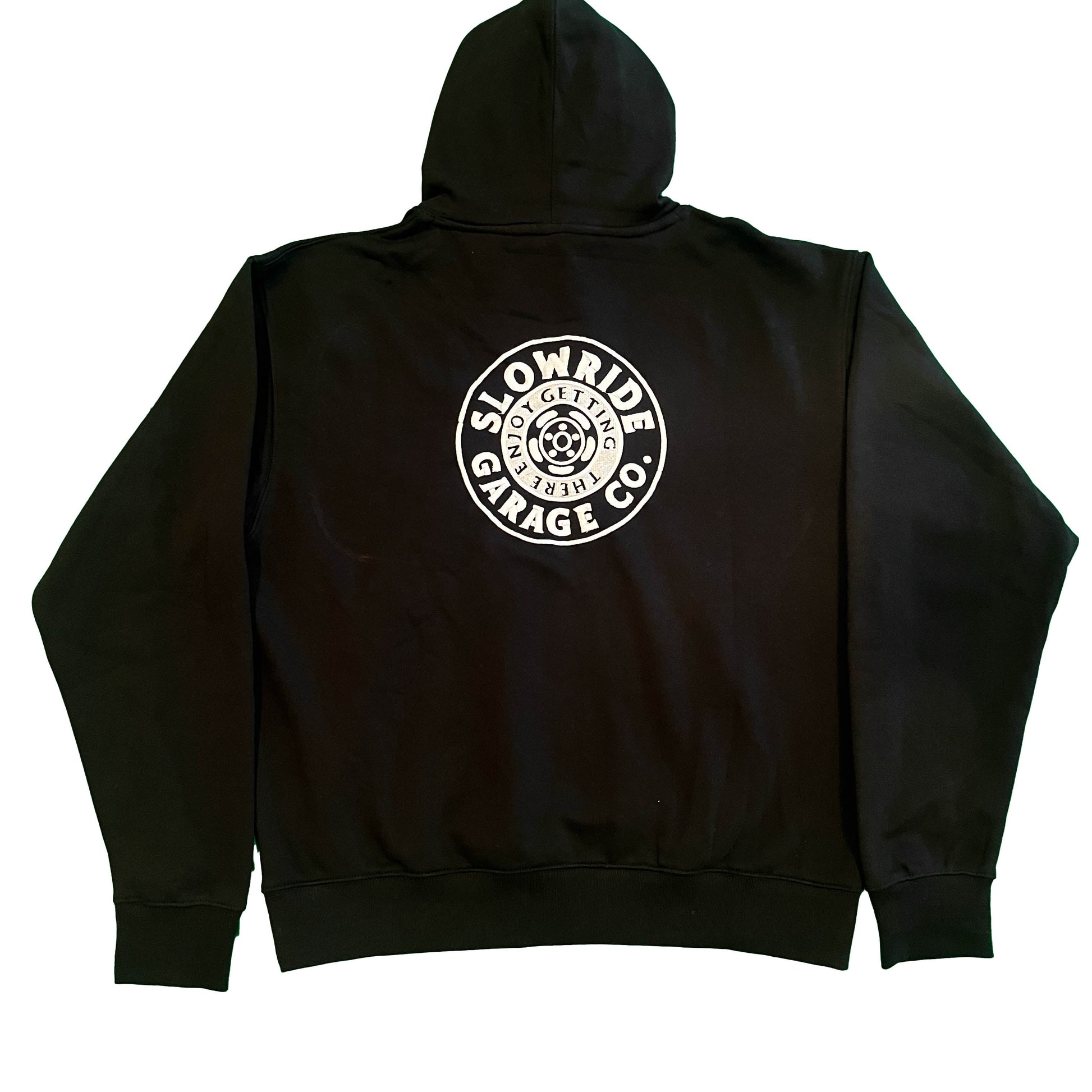Space Wheel Embroidered Hoodie (Black) - Slow Ride