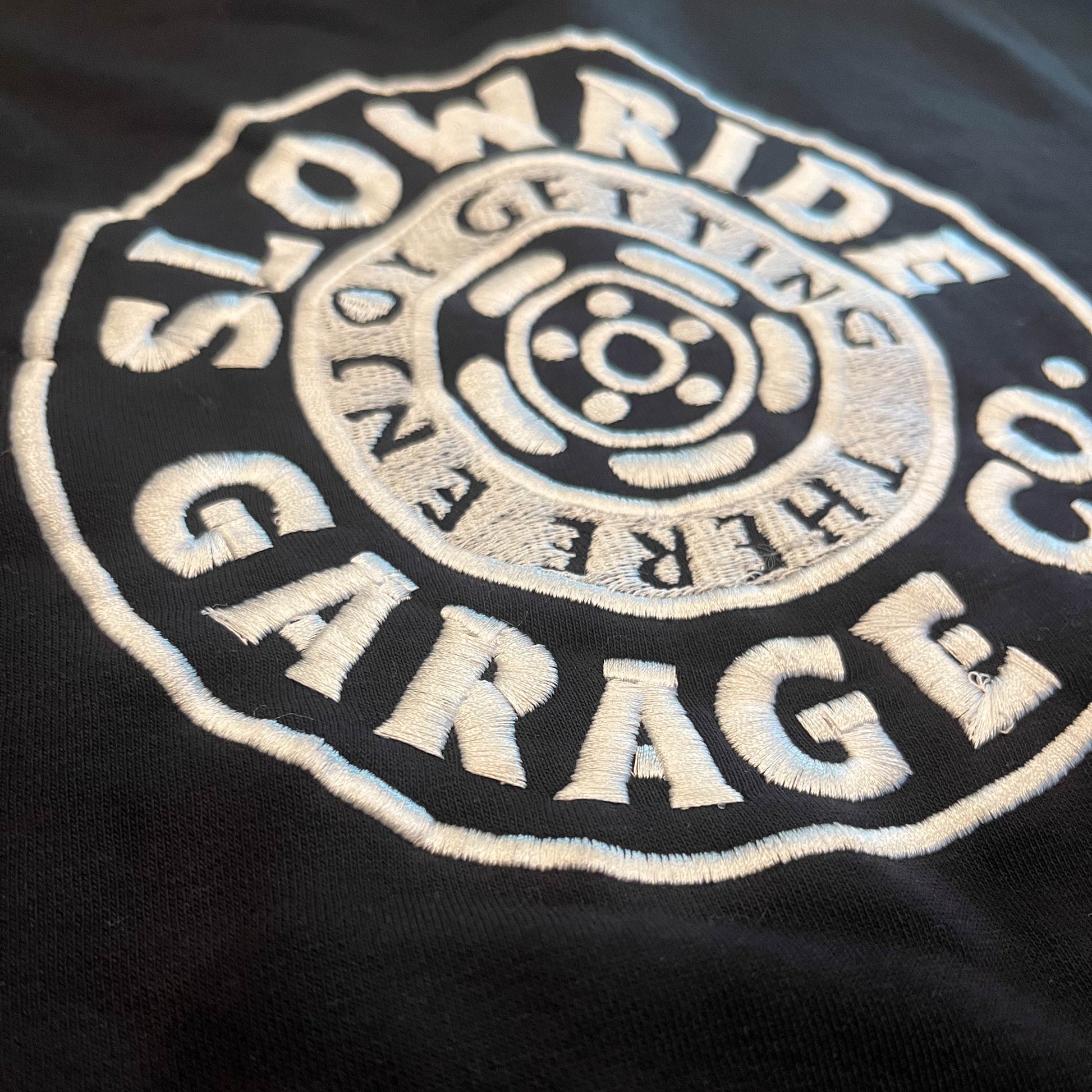 Space Wheel Embroidered Hoodie (Black) - Slow Ride