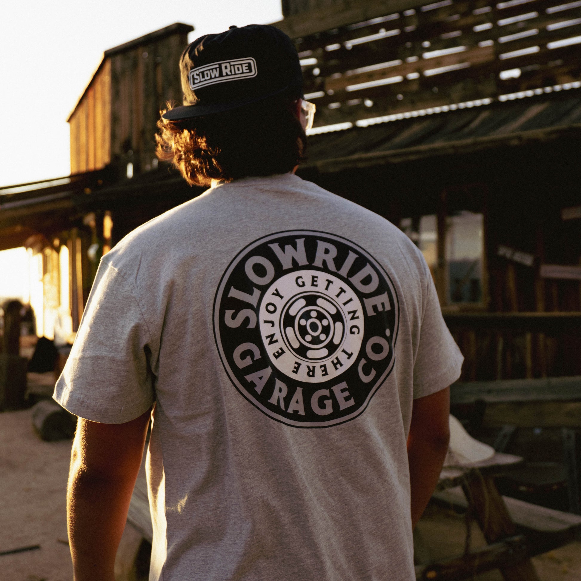 Space Wheel Tee (Grey) - Slow Ride