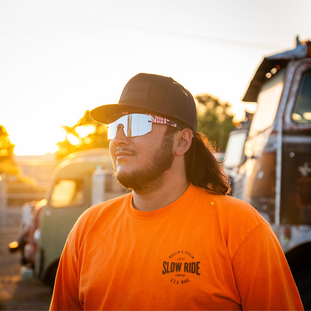 USA Made L/S Safety Tee (Safety Orange) - Slow Ride