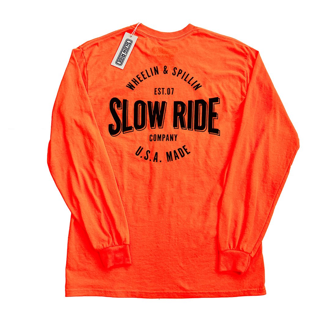 USA Made L/S Safety Tee (Safety Orange) - Slow Ride