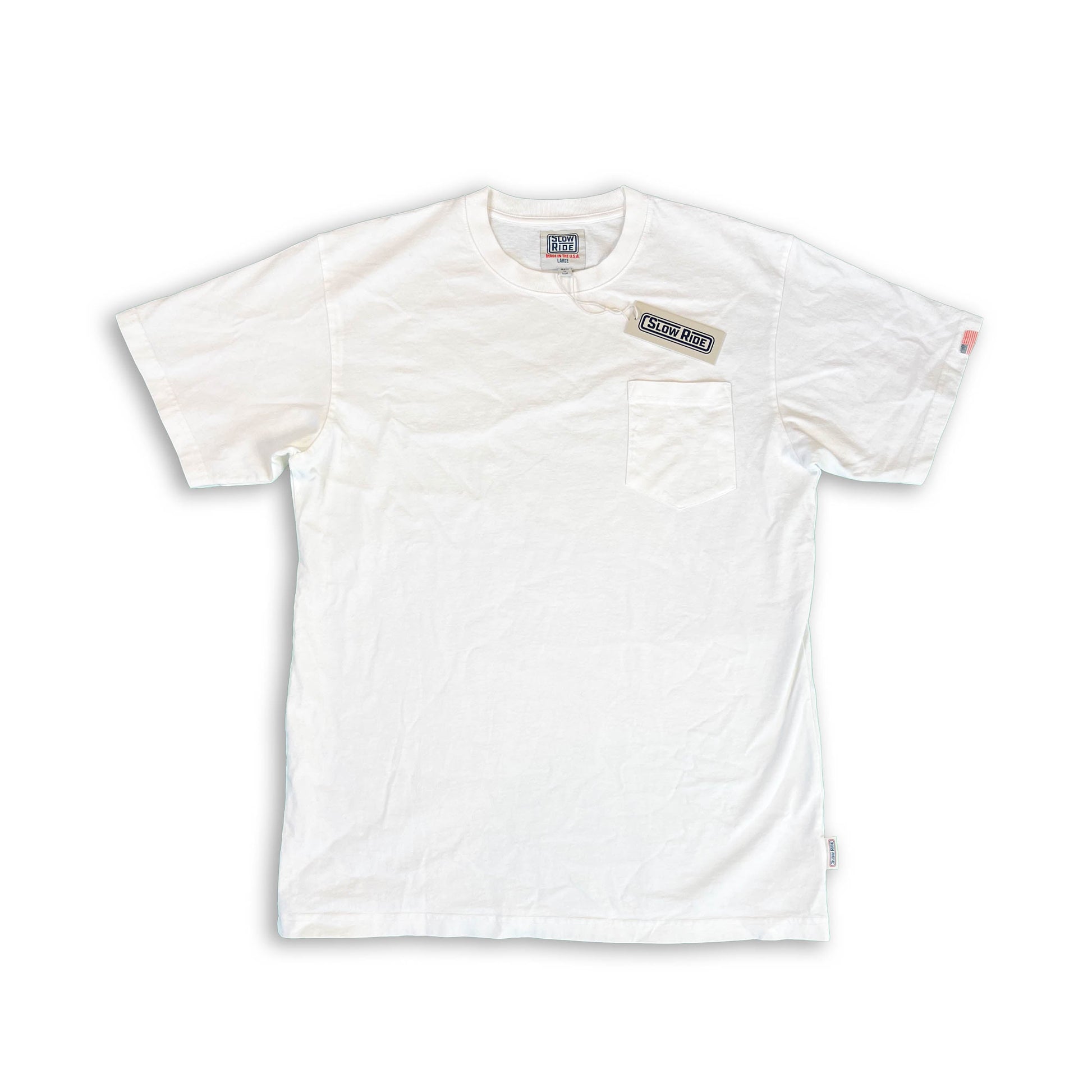 USA Made Pocket Tee White - Slow Ride